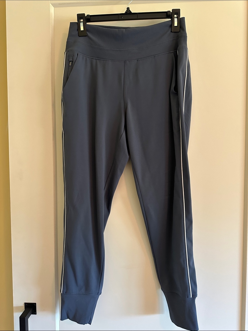 Athleta High Rise Venice Joggers - Blue with White Track Stripes